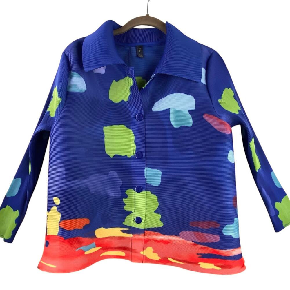 Vanite Couture Plisse Pleated Abstract Blouse Top One Size Art To Wear